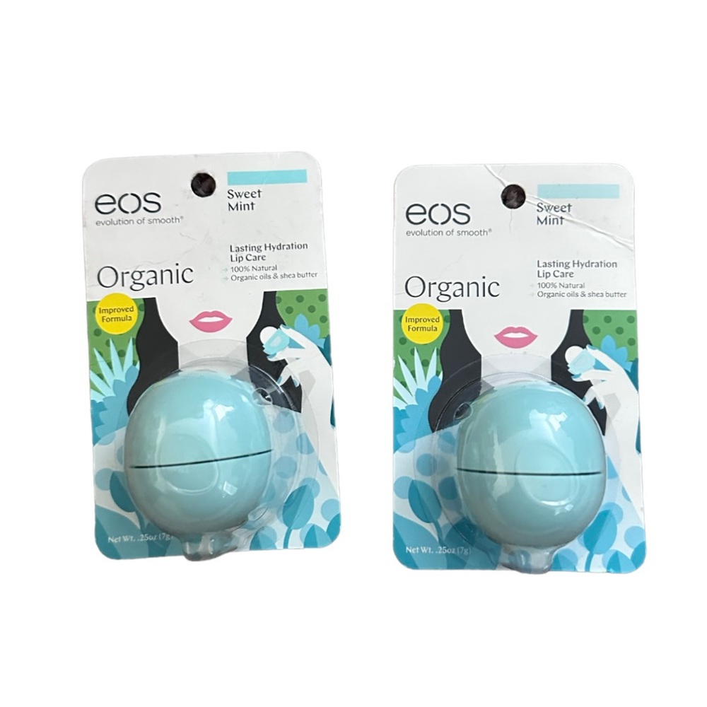 EOS Evolution Of Smooth ORGANIC SWEET MINT Lip Balm Lot of 2 NEW
